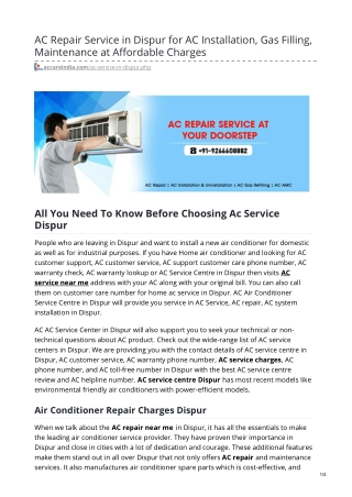 Air Conditioner Repair Service In Dispur
