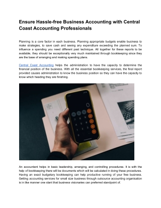 Ensure Hassle-free Business Accounting with Central Coast Accounting Professionals
