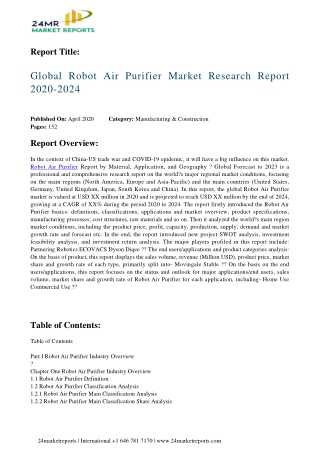 Robot Air Purifier Emerging Trends And Strong Application Scope By 2024