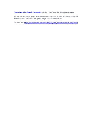 Expert Executive Search Companies in India - Top Executive Search Companies