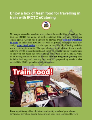 Enjoy a box of fresh food for travelling in train with IRCTC eCatering