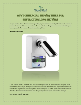 Buy Commercial Shower Timer for Restricting Long Showers