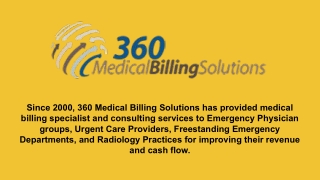 California Emergency Physician Billing Services - 360 Medical Billing Solutions