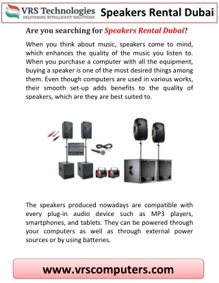 Are you looking for Speaker Rental Dubai