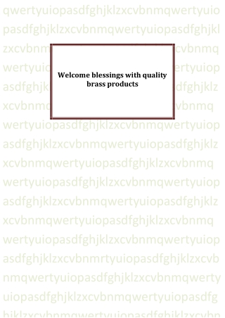 Welcome blessings with quality brass products