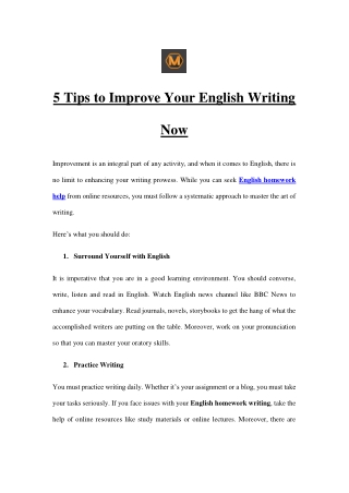 5 Tips to Improve Your English Writing Now