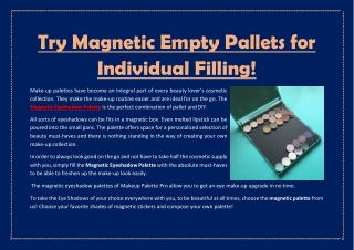 Try Magnetic Empty Pallets for Individual Filling!