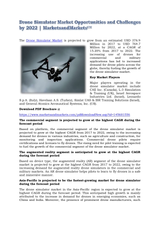 Drone Simulator Market Opportunities and Challenges by 2022 | MarketsandMarkets™