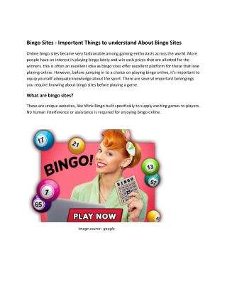Bingo Sites - Important Things to understand About Bingo Sites