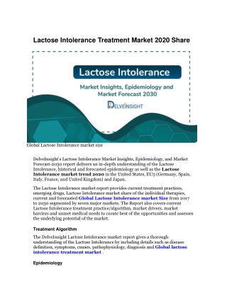 Global lactose intolerance treatment market 2020