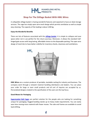 Shop For The Stillage Basket With HML Wires