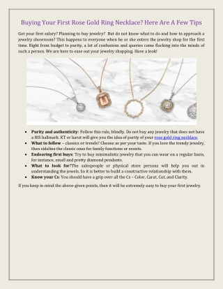 Buying Your First Rose Gold Ring Necklace? Here Are A Few Tips