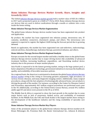 Home Infusion Therapy Devices Market Growth, Share, Insights and Growth By 2024