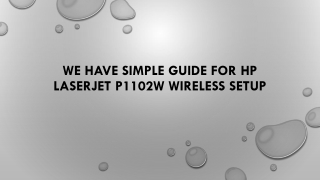 HP Laserjet P1102w Wireless Setup Windows 10