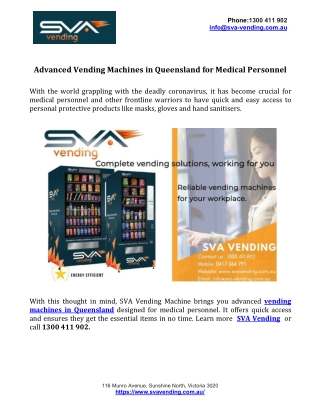 Advanced Vending Machines in Queensland for Medical Personnel