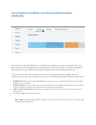How to Navigate in QuickBooks | Learn Basic QuickBooks Navigation 18009413691