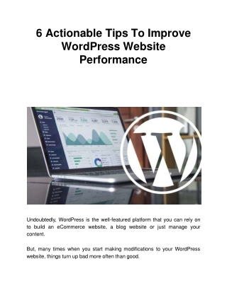 6 Actionable Tips To Improve WordPress Website Performance