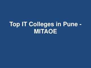 Top IT Colleges in Pune - MITAOE