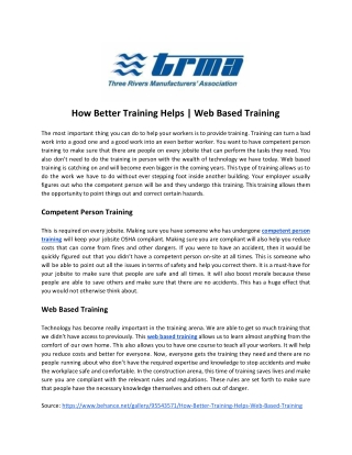 How Better Training Helps | Web Based Training