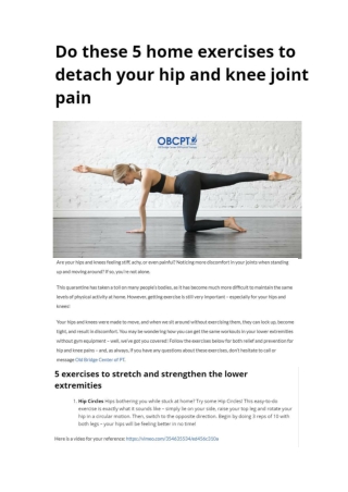 Do these 5 home exercises to detach your hip and knee joint pain