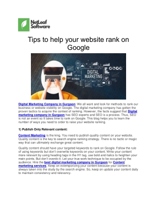 Tips to help your website rank on Google