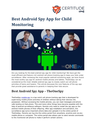 Best Android Spy App for Child Monitoring