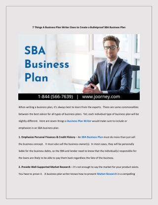 7 Things A Business Plan Writer Does to Create a Bulletproof SBA Business Plan