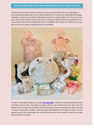 Buy Royal Baby Gifts And Custom Baby Gift Basket From Aabei’s Royalty