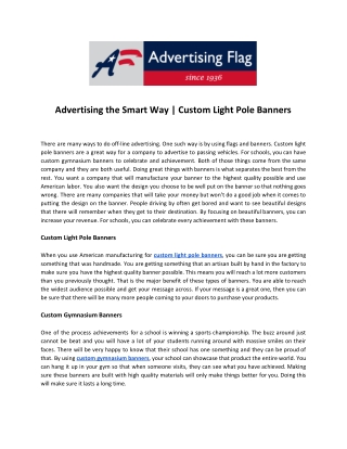 Advertising the Smart Way | Custom Light Pole Banners