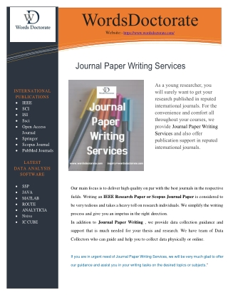 Journal Paper Writing Services