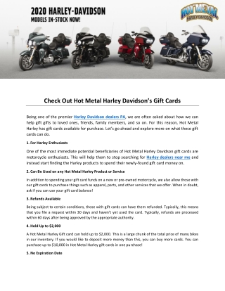 Check Out Hot Metal Harley Davidson’s Gift Cards