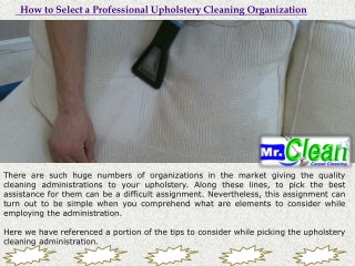 How to Select a Professional Upholstery Cleaning Organization