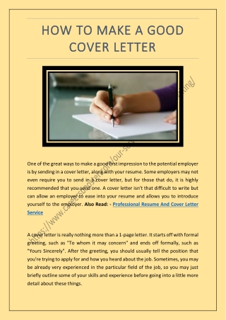 HOW TO MAKE A GOOD COVER LETTER