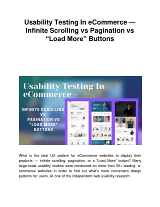 Usability Testing In eCommerce — Infinite Scrolling vs Pagination vs “Load More” Buttons