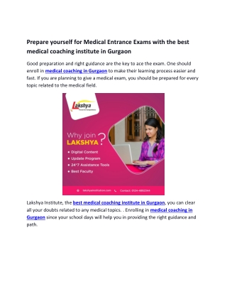 Prepare yourself for Medical Entrance Exams with the best medical coaching institute in Gurgaon