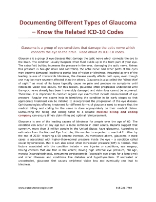 Documenting Different Types of Glaucoma – Know the Related ICD-10 Codes