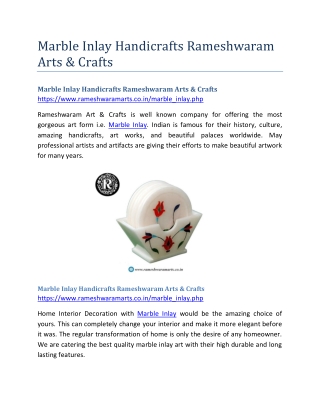 Marble Inlay Handicrafts Rameshwaram Arts & Crafts