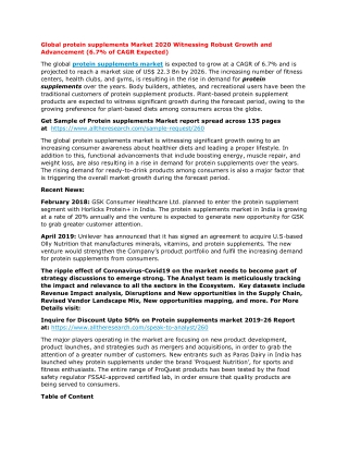 Global protein supplements Market 2020 Witnessing Robust Growth and Advancement (6.7% of CAGR Expected)
