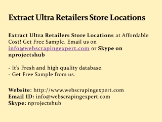 Extract Ultra Retailers Store Locations
