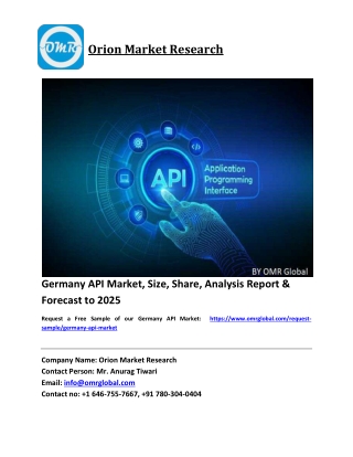 Germany API Market Size, Industry Trends, Share and Forecast 2019-2025