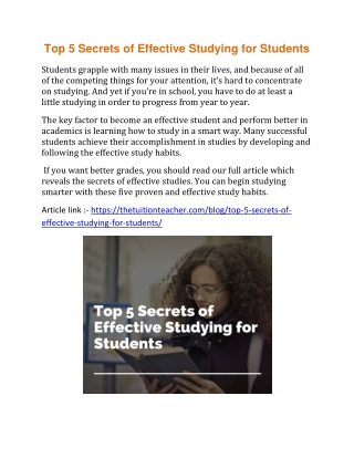 Top 5 Secrets of Effective Studying for Students