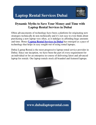 Dynamic Myths to Save Your Money and Time with Laptop Rental Services in Dubai