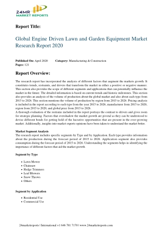 Engine Driven Lawn and Garden Equipment Market Research Report 2020