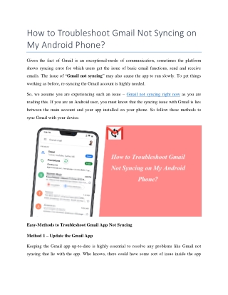 Gmail Not Syncing on My Android Phone-How to Troubleshoot?