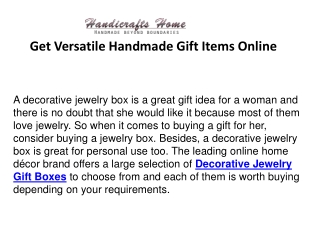 Get Versatile Handmade Gift Items Online