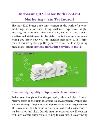 Increasing B2B Sales With Content Marketing - Jain Technosoft