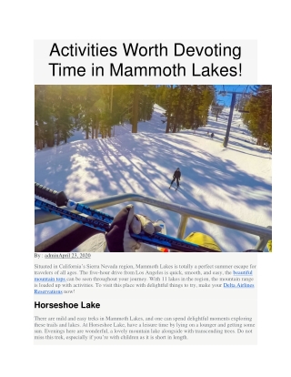 Activities Worth Devoting Time in Mammoth Lakes!