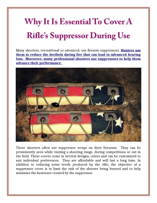 Why It Is Essential To Cover A Rifle’s Suppressor During Use