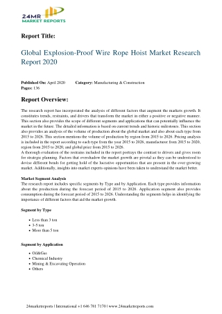 Explosion-Proof Wire Rope Hoist Market Research Report 2020