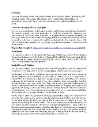 Lubricant Packaging Market Size